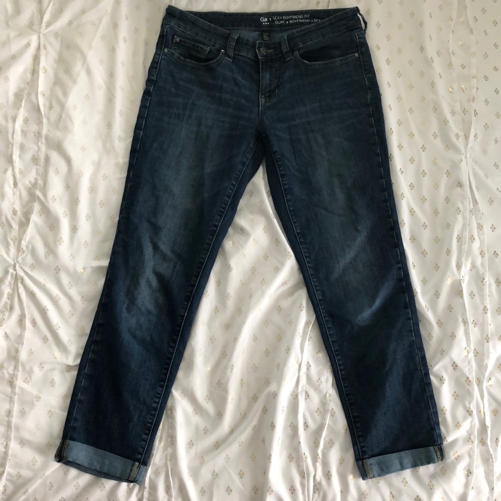 Gap Sexy Boyfriend Jeans- Medium/Dark Wash